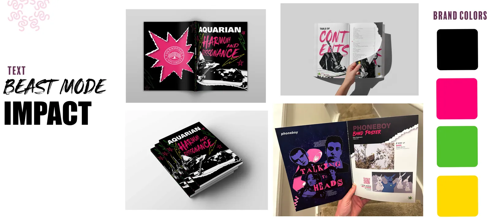 Magazine spreads, type and brand colors